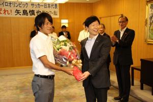 リオデジャネイロオリンピックサッカー日本代表矢島慎也選手表敬訪問