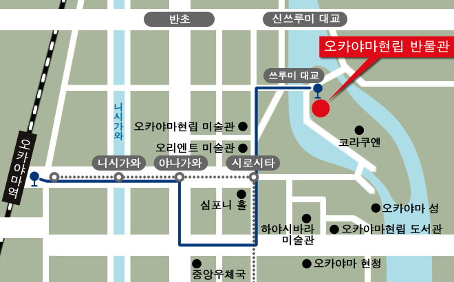 오카야마현립 박물관: 지도