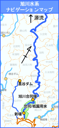 旭川合同堰の位置図