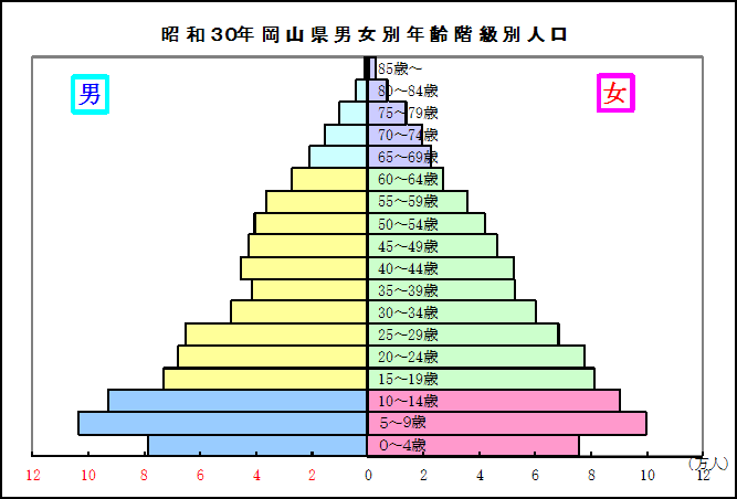 昭和30年の人口ピラミッド