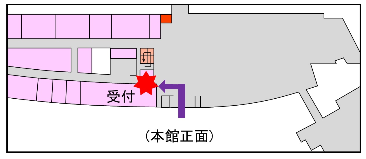 岡山県工業技術センターの受付位置