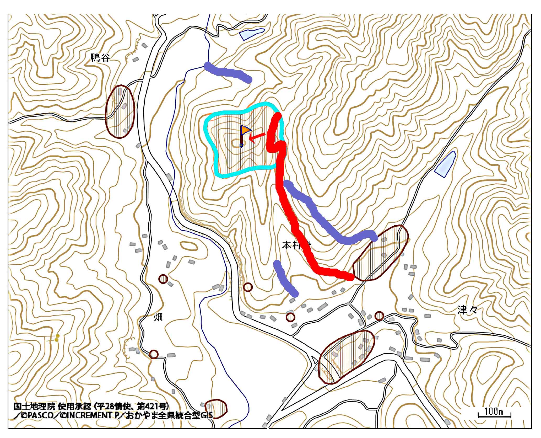 加葉山城登城ルート地図