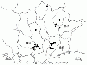 岡山県下の装飾馬具の分布（６・７世紀）