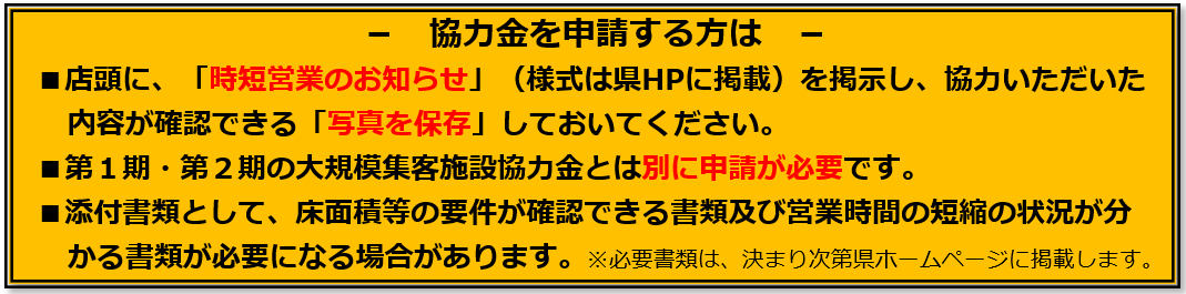 協力金の申請をされる方は