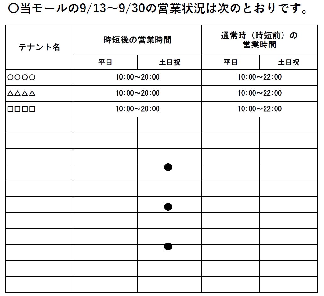 一覧張り紙