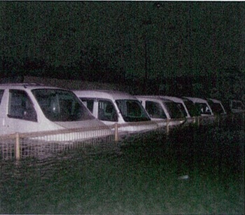 平成16年８月の台風第16号による宇野地区の浸水状況の写真です。