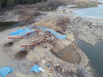 空から見た酒津遺跡調査現場