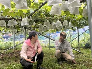 部会長の助言を聞く新規就農者の写真