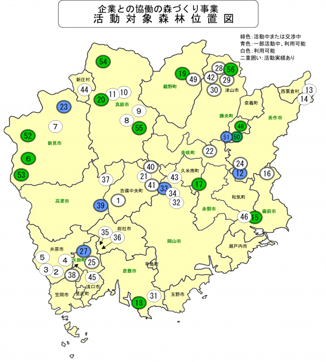 活動対象森林位置図
