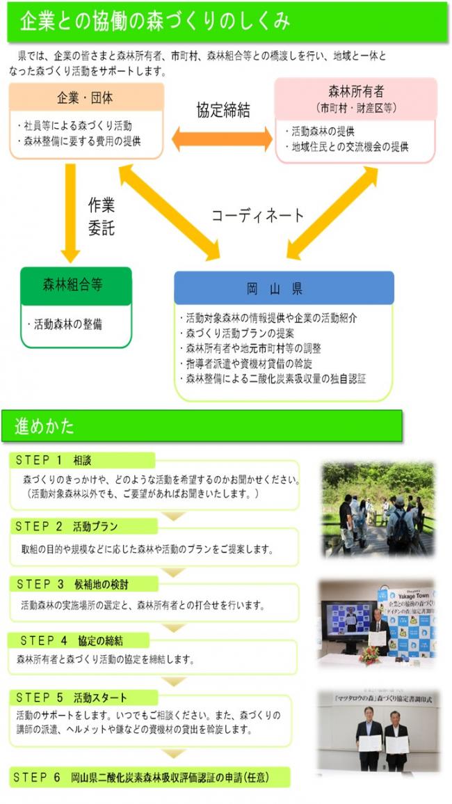 企業と協働の森づくり事業の仕組みと流れ