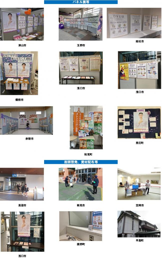 パネル展示、街頭啓発、資材配布、懸垂幕等