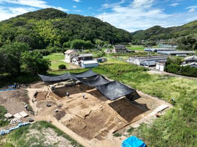 中津遺跡_調査区東側の空撮写真