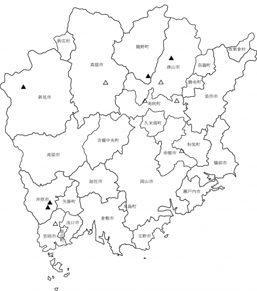 岡山県管轄食鳥処理場配置図