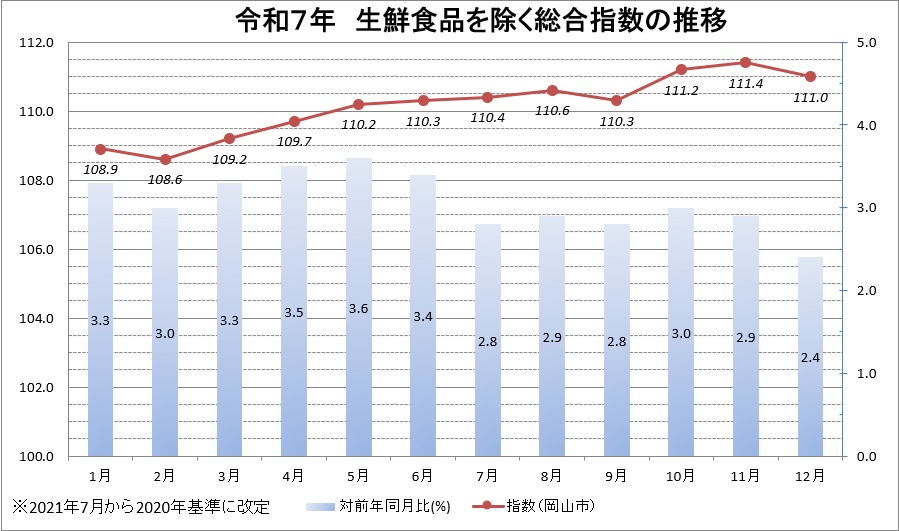 令和７年　生鮮食品を除く総合指数
