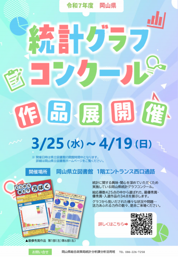 令和７年度岡山県統計グラフコンクール　作品展チラシ