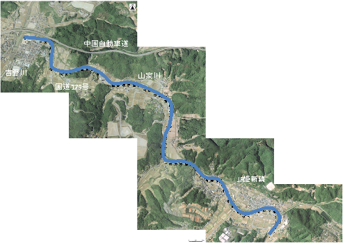 災害復旧助成事業（一級河川山家川　美作市江見～土居地区）