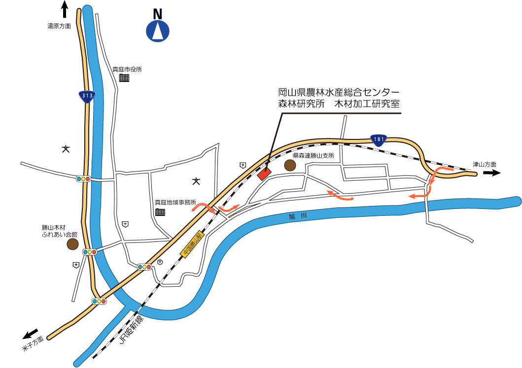 木材加工研究室周辺の詳細案内図