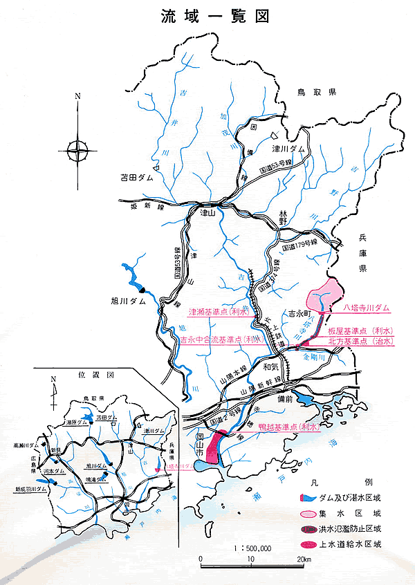 八塔寺川ダムの位置図