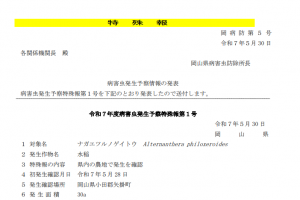 病害虫発生予察特殊報第１号