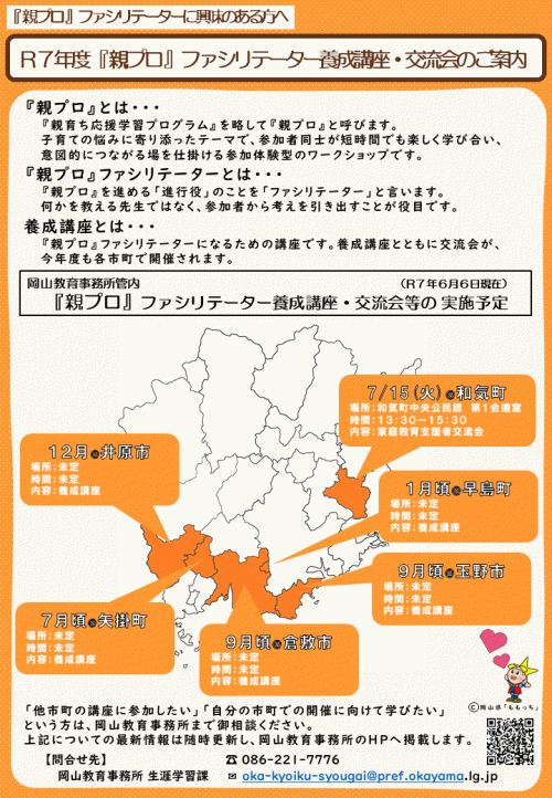 R7_親プロファシリテーター養成講座_市町実施予定